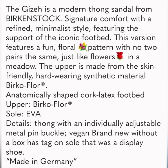 📌SOLD📌 BIRKENSTOCK GIZEH VEGAN LEATHER SUMMER FLORAL LIGHT ROSE FLIP FLOPS🆕 - Picture 9 of 9